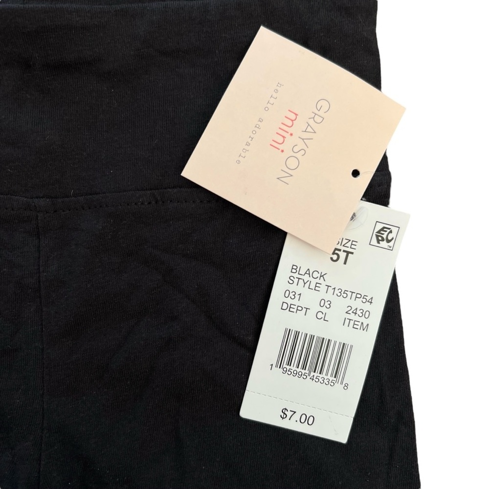 2 Pairs, Grayson Mini Kids Black Leggings, 5T - Picture 3 of 4